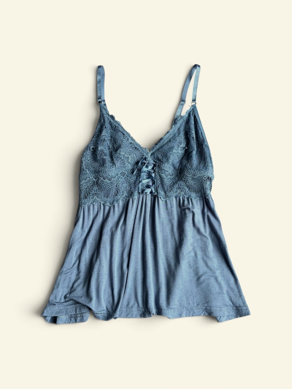 Vintage Y2K Daisy Fuentes Blue Lace Camisole Coquette Babydoll Cami Top Small